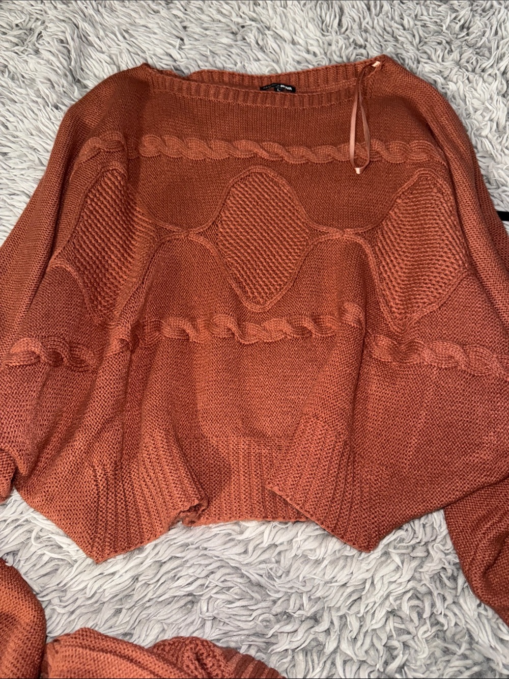 Fashion Nova Rust Ribbed Cable Knit Midi Skirt Set - Picture 2 of 6